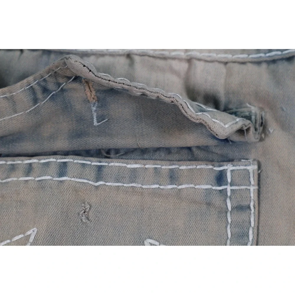 True Religion Shorts Mens 37‎ Blue Denim Bermuda Distressed 12in Inseam